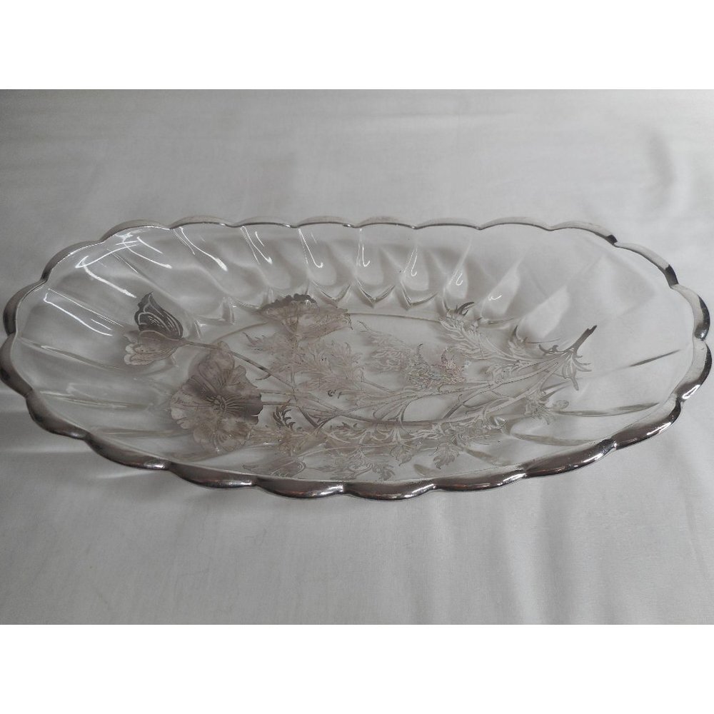 Vtg Silver City Sterling over glass Oval Dish - Picture 2 of 5